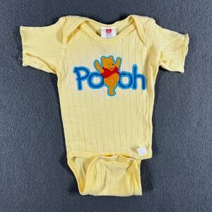 Vintage Hanes Disney Winnie the‎ Pooh Ribbed baby wear yellow Newborn 0-11lbs